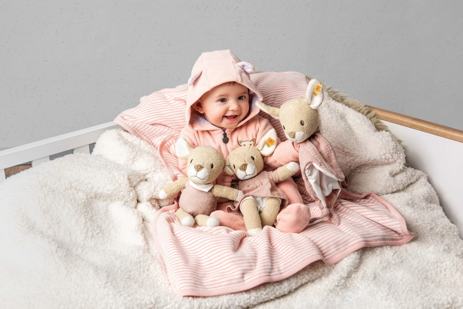 Steiff Knuffeldoek Raja Hert Beige Roze 6 Steiff Knuffeldoek Raja Hert Beige Roze - Afbeelding 4