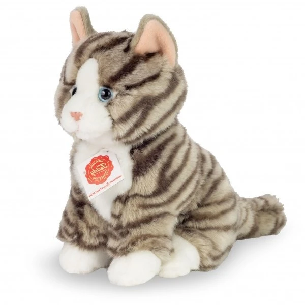 Hermann Teddy Knuffel Kat Grijs Getijgerd Zittend 4 Hermann Teddy Knuffel Kat Grijs Getijgerd Zittend - Afbeelding 2