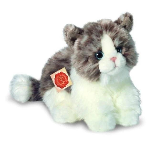 Hermann Teddy Knuffel Kat Grijs Wit 4 Hermann Teddy Knuffel Kat Grijs Wit - Afbeelding 2