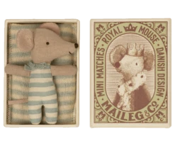 Maileg Knuffelmuis Baby Boy Sleepy/Wakey In Luciferdoosje 8 Cm