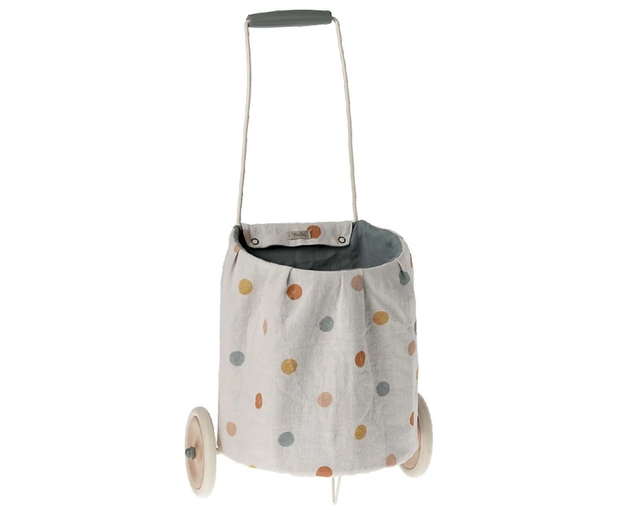 Maileg Trolley Multi Dots Blauw 3 Maileg Trolley Multi Dots Blauw